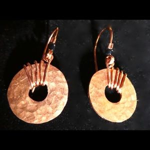 Copper wire wrap washer earrings